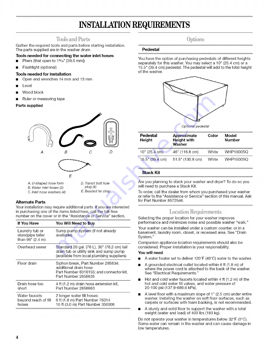 Whirlpool duet sport WFW8300SW01 Скачать руководство пользователя страница 4