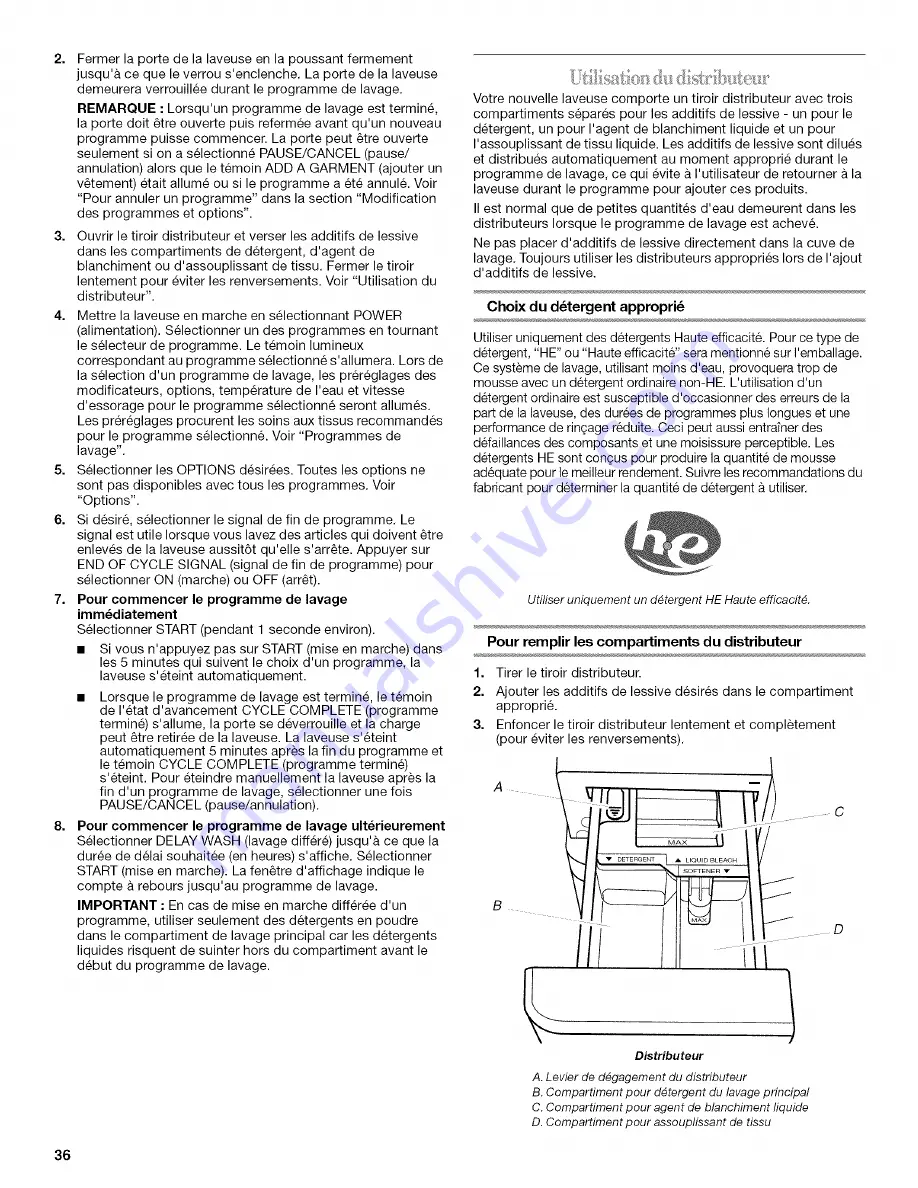 Whirlpool duet sport WFW8300SW01 Скачать руководство пользователя страница 36