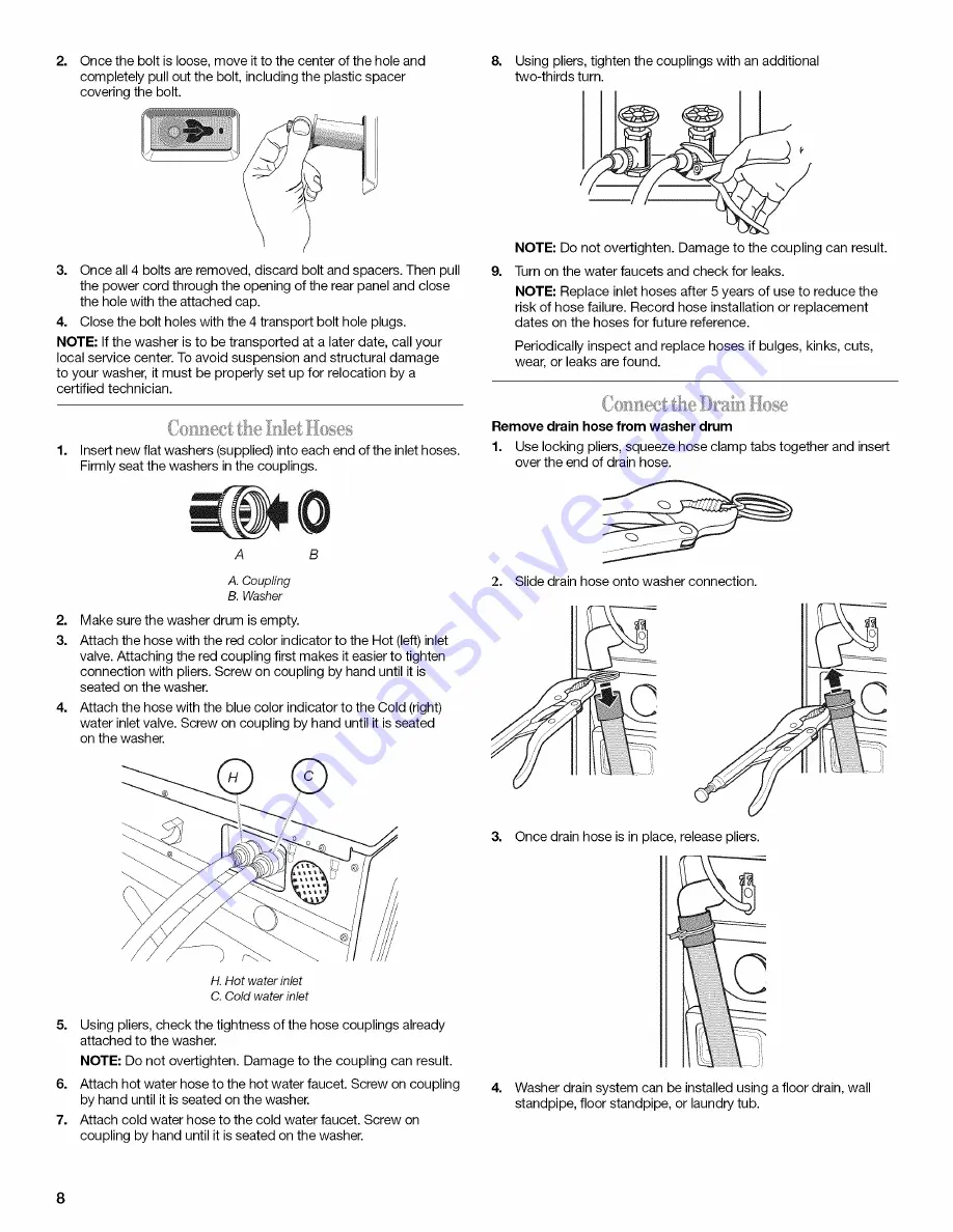 Whirlpool Duet Steam WFW9550WL00 Use & Care Manual Download Page 8