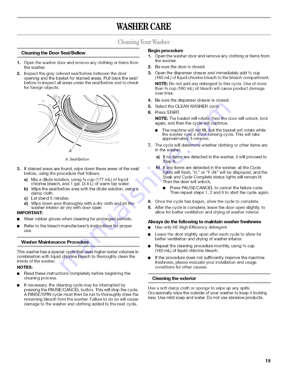 Whirlpool Duet WFW8410SW01 Скачать руководство пользователя страница 19