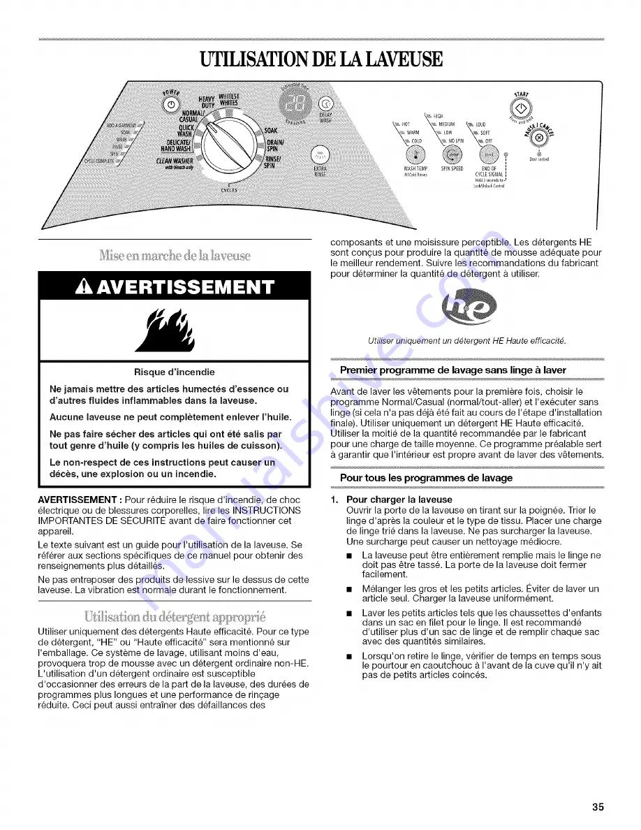 Whirlpool Duet WFW8410SW01 Use & Care Manual Download Page 35