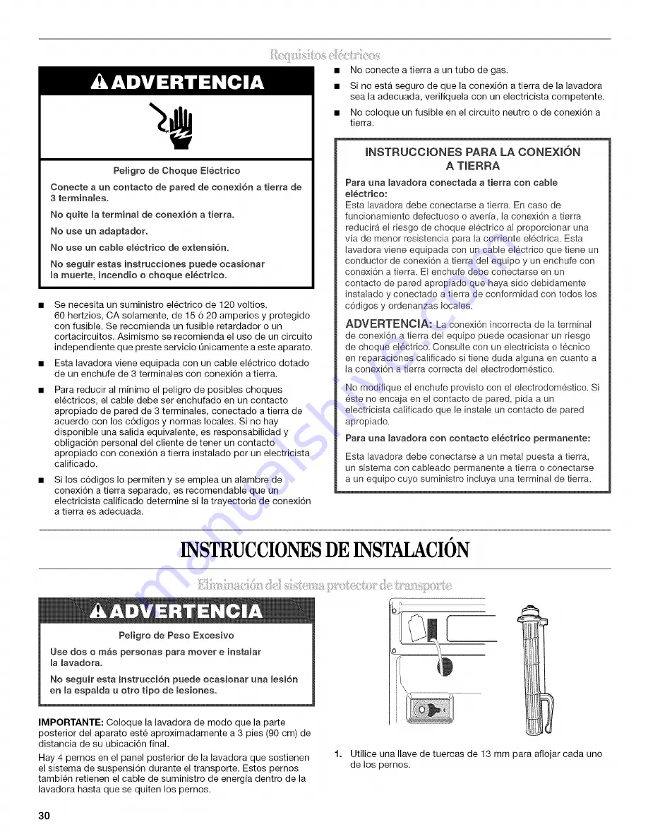 Whirlpool Duet WFW9200SQ00 Use & Care Manual Download Page 30