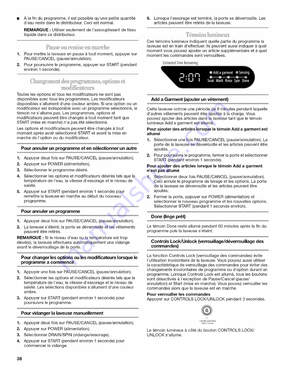 Whirlpool Duet WFW9400SB02 Use & Care Manual Download Page 38