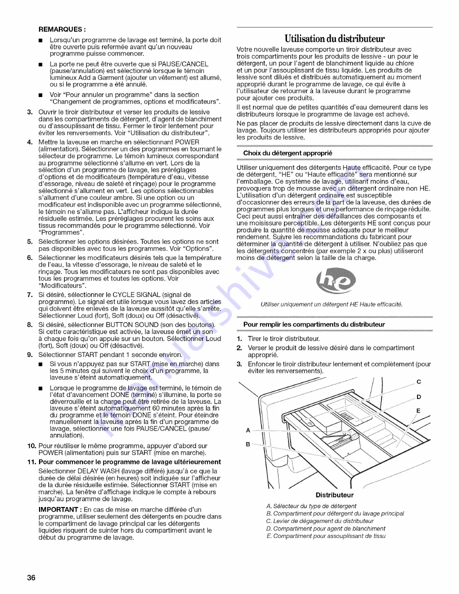 Whirlpool duet WFW9451XW00 Use & Care Manual Download Page 36