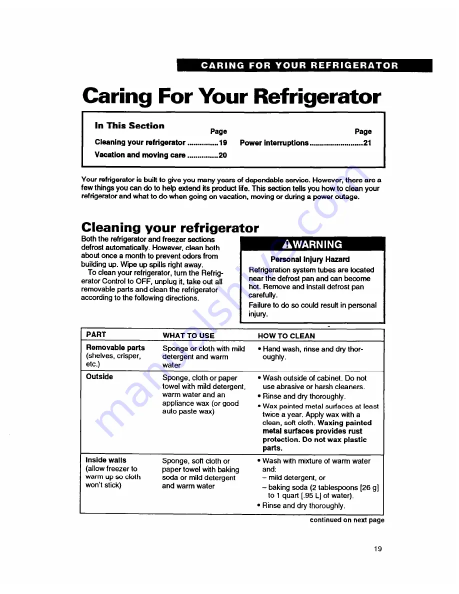 Whirlpool ED20ZK Use And Care Manual Download Page 19