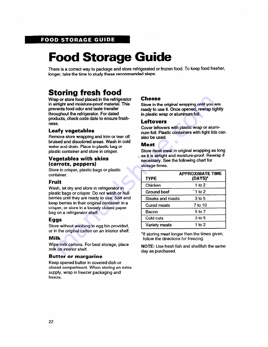 Whirlpool ED20ZK Use And Care Manual Download Page 22