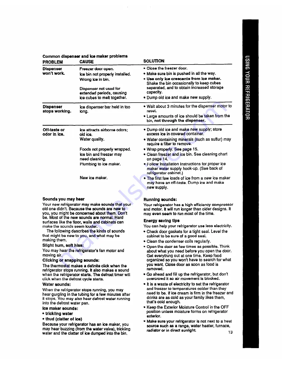 Whirlpool ED22PQ Use & Care Manual Download Page 13