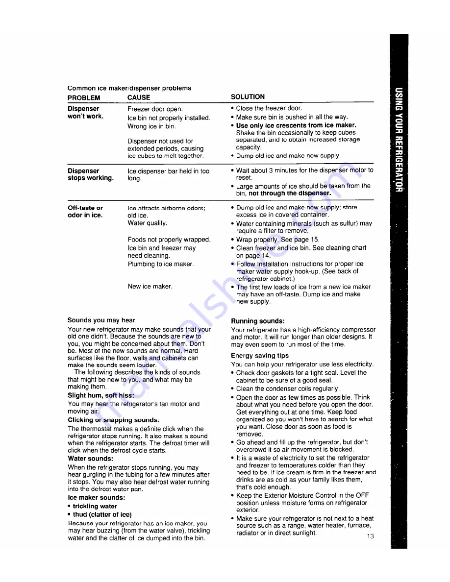 Whirlpool ED22ZR Use & Care Manual Download Page 13