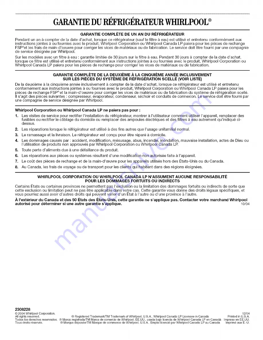 Whirlpool ED2JHGXRB00 Use & Care Manual Download Page 36