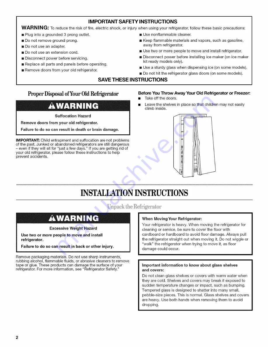 Whirlpool ED5FHAXVY - 25.3 cu. ft. Refrigerator User Instructions Download Page 2