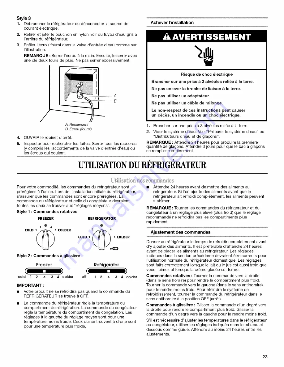 Whirlpool ED5GVEXVD - 25.3 CF SxS E-Star Adj Dr BIN1 User Instructions Download Page 23