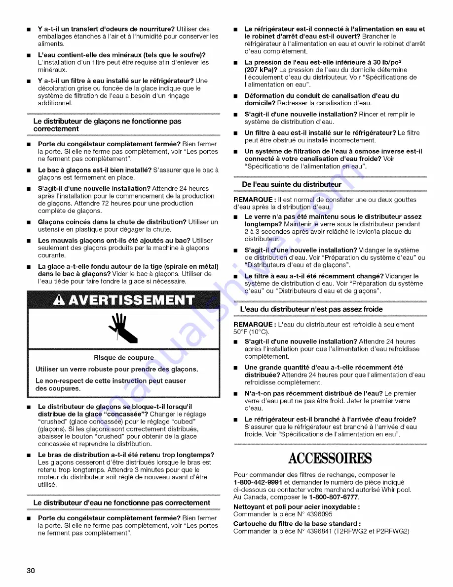 Whirlpool ED5GVEXVD - 25.3 CF SxS E-Star Adj Dr BIN1 User Instructions Download Page 30