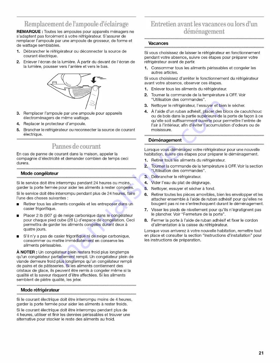 Whirlpool EL7JWKLMQ02 Use & Care Manual Download Page 21