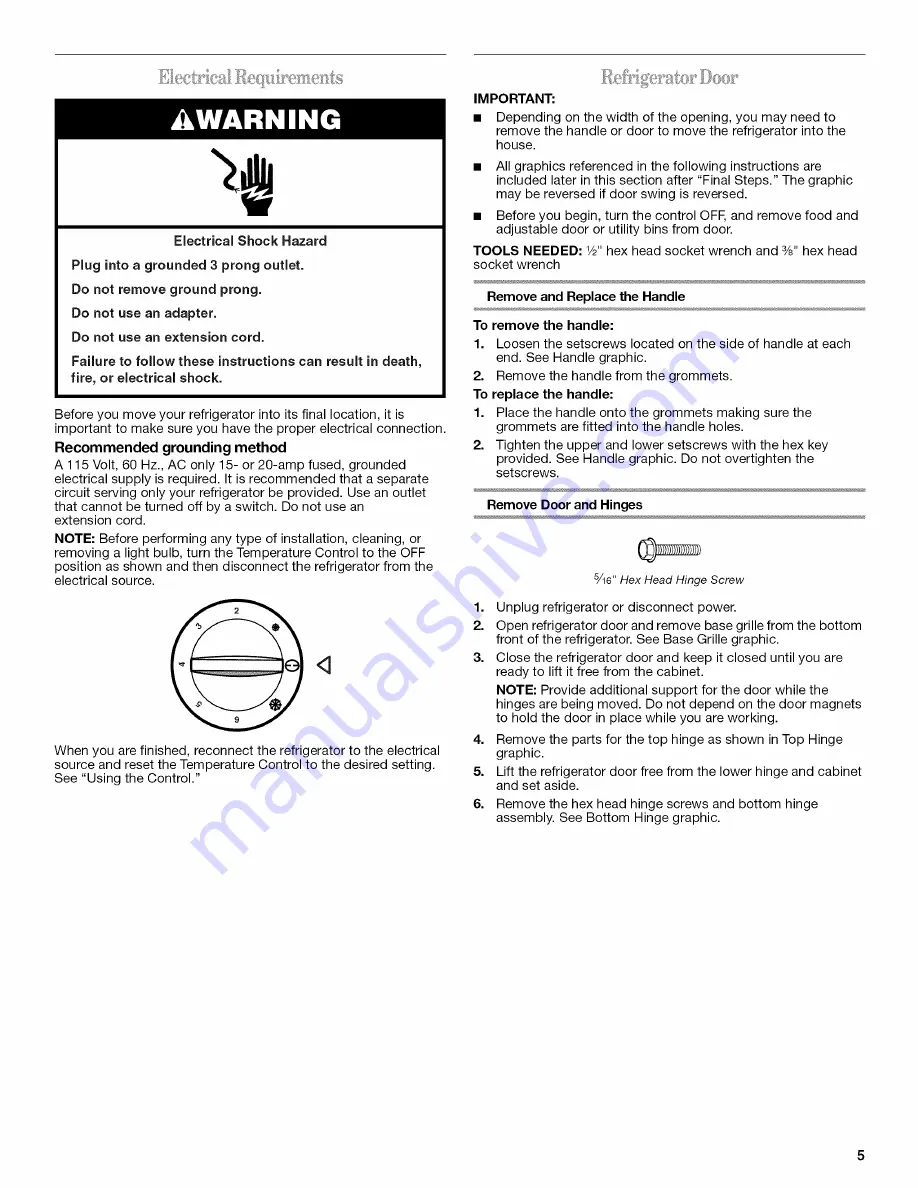 Whirlpool EL88TRRWQ02 Скачать руководство пользователя страница 5