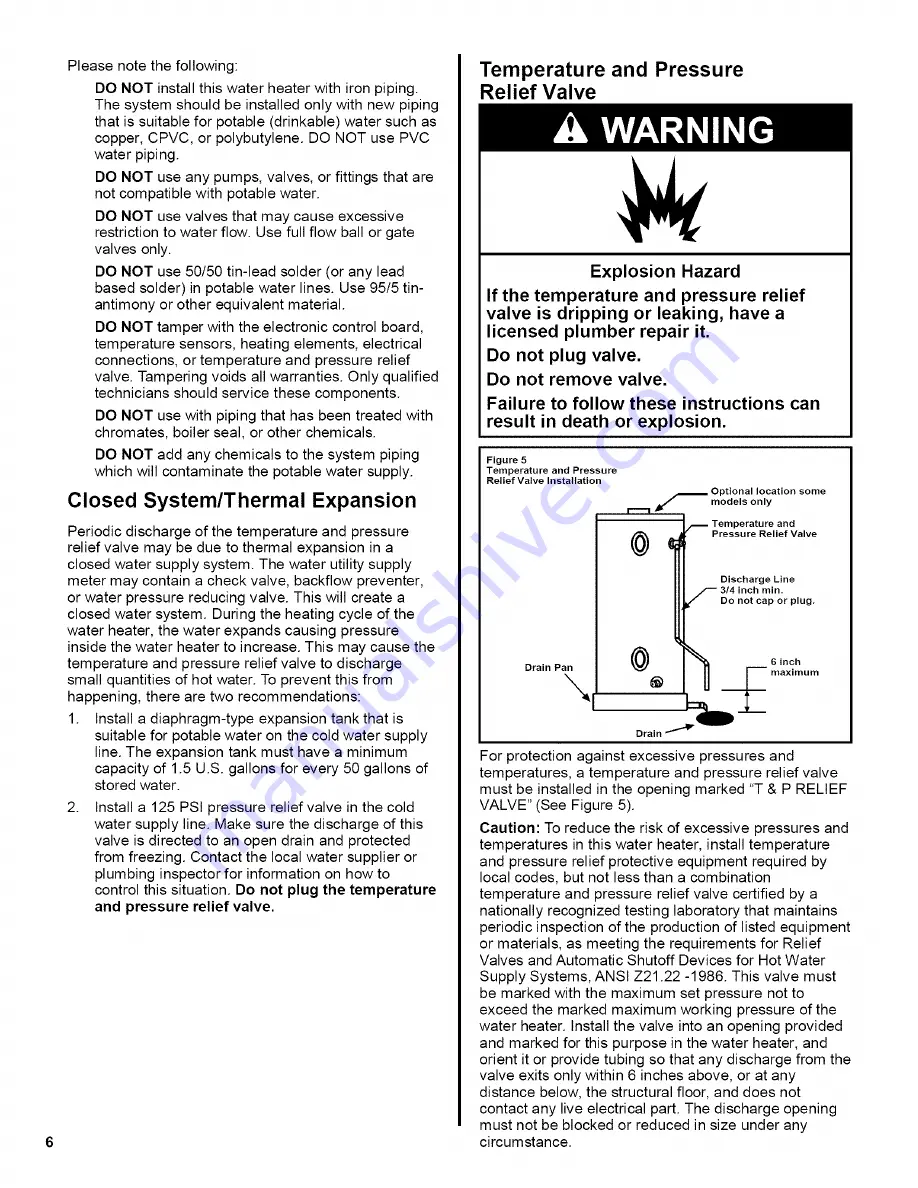 Whirlpool Energy Smart Residential Electric Water Heater Installation Instructions And Use & Care Manual Download Page 6