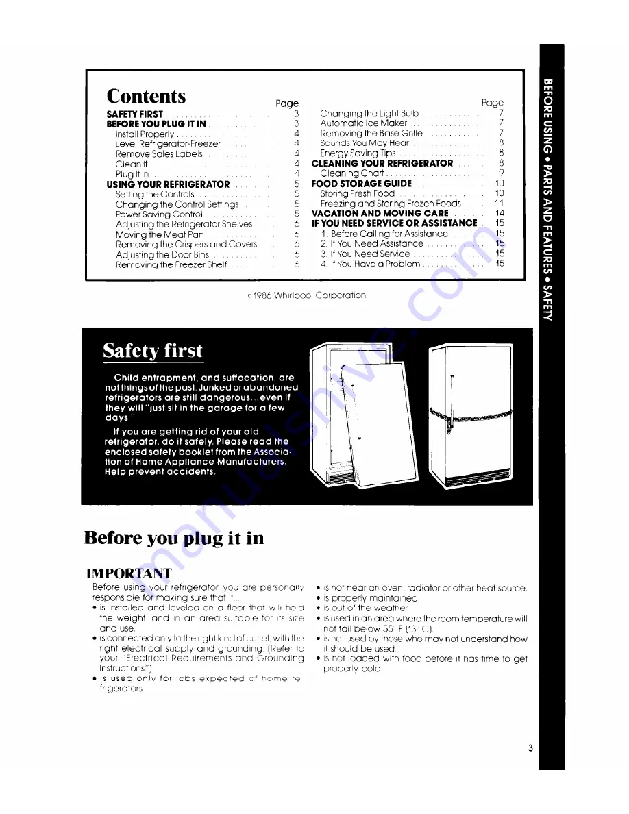 Whirlpool ET22ZM Use & Care Manual Download Page 3