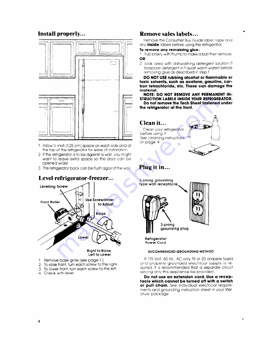 Whirlpool ET22ZM Use & Care Manual Download Page 4