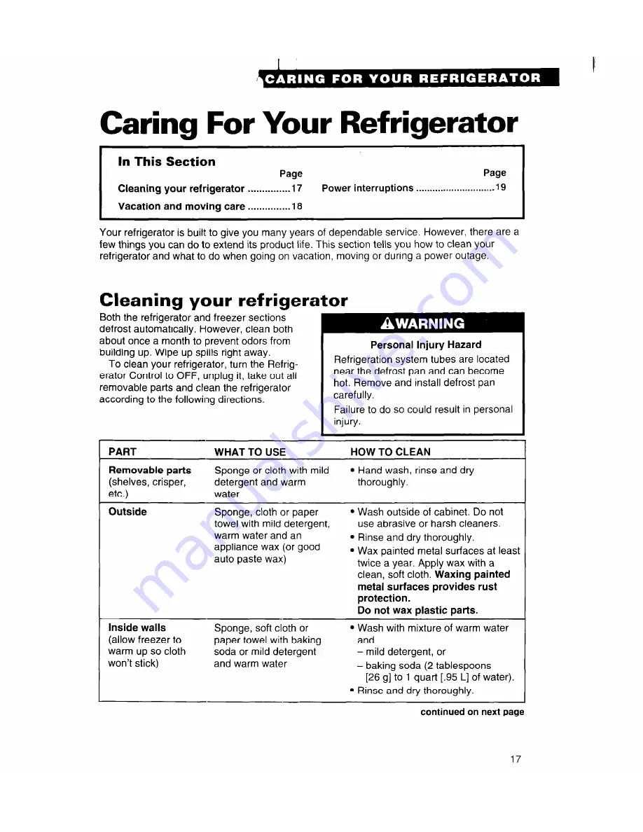 Whirlpool ET25DK Use And Care Manual Download Page 17