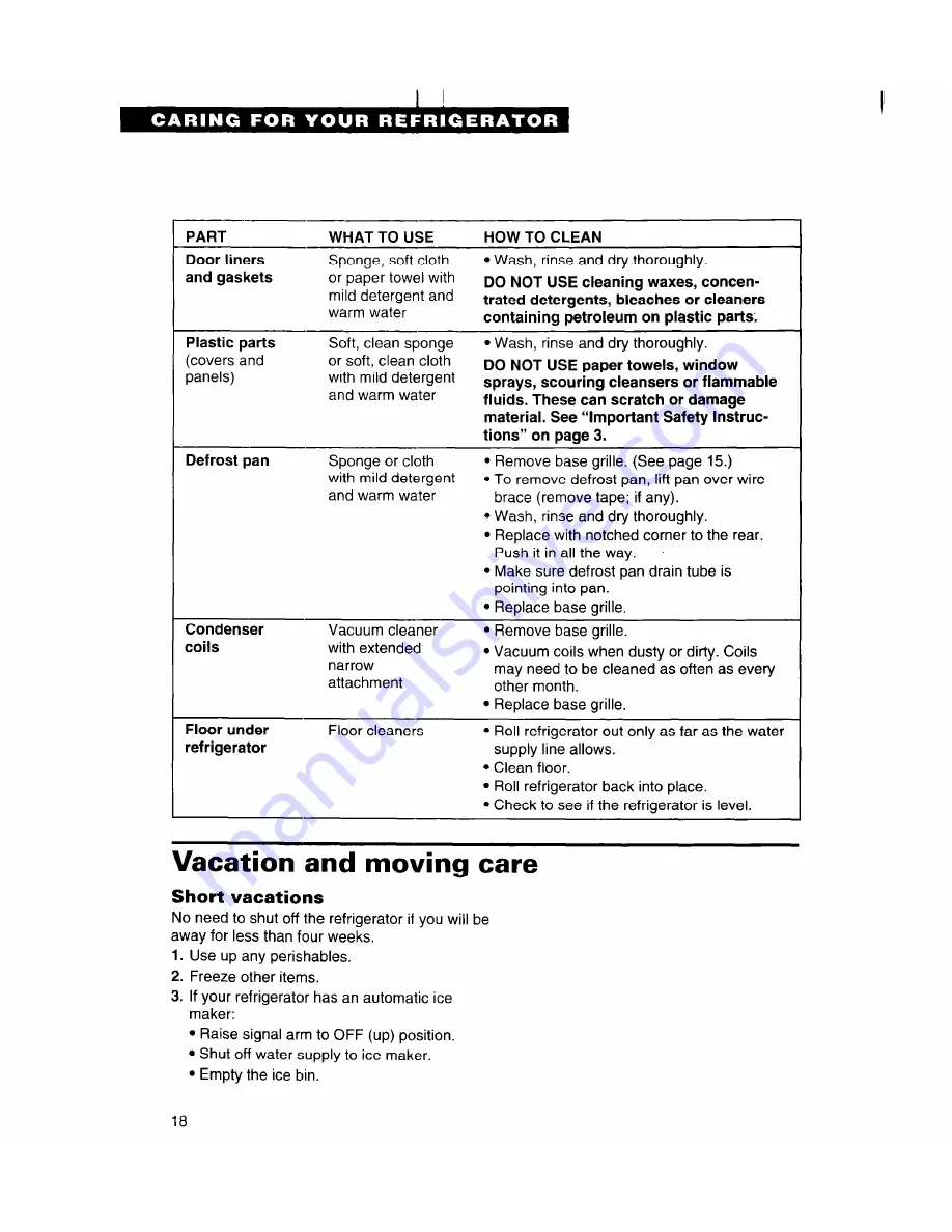 Whirlpool ET25DK Use And Care Manual Download Page 18