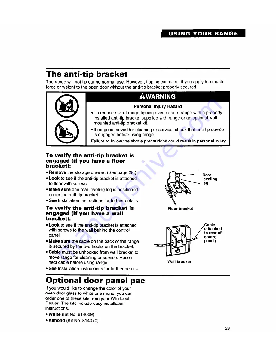 Whirlpool F396PXYN5 Use And Care Manual Download Page 29