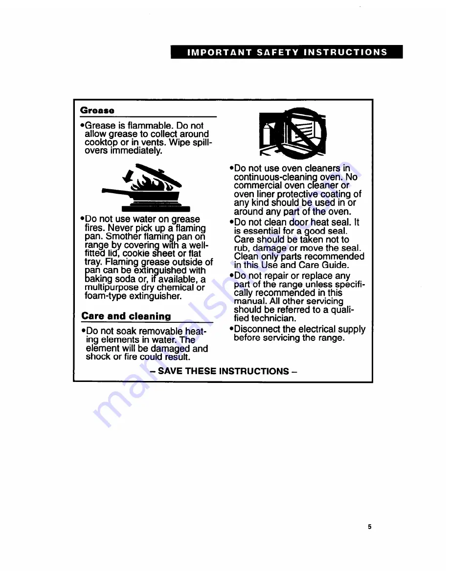 Whirlpool FEC330B Important Instructions Manual Download Page 5