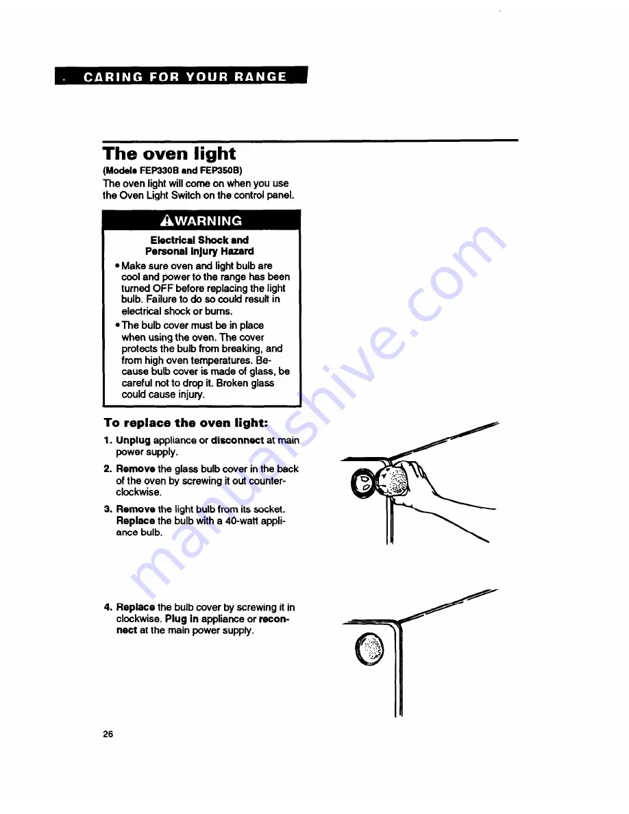 Whirlpool FEC330B Important Instructions Manual Download Page 26