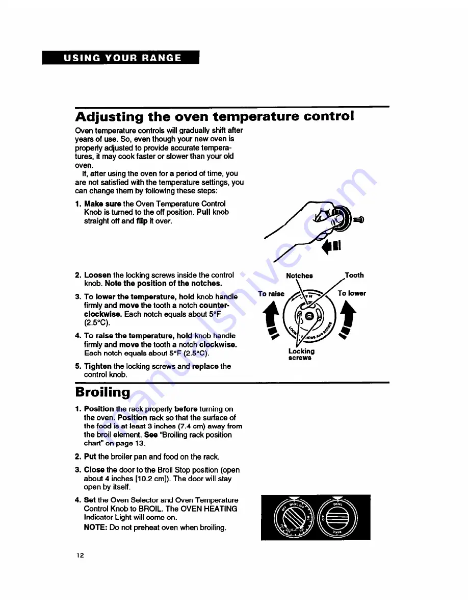 Whirlpool FEP310B Use And Care Manual Download Page 12