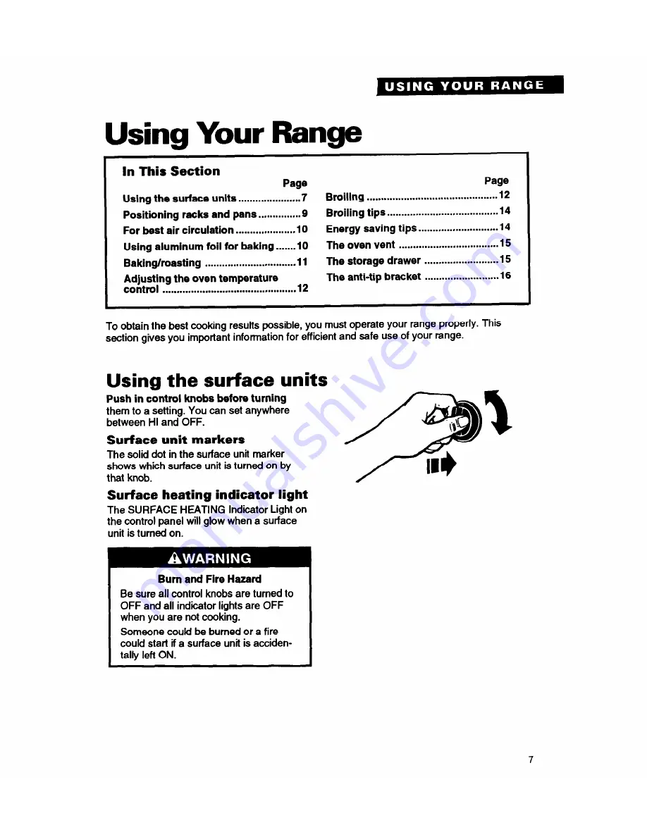 Whirlpool FEP310Y Use And Care Manual Download Page 7