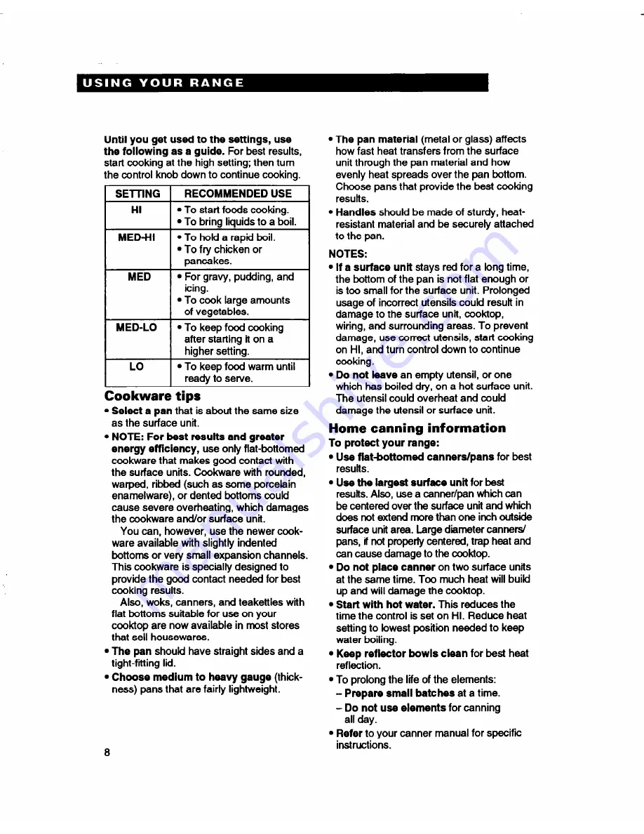 Whirlpool FES310B Use And Care Manual Download Page 8