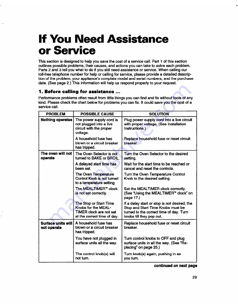 Whirlpool FES310B Use And Care Manual Download Page 29