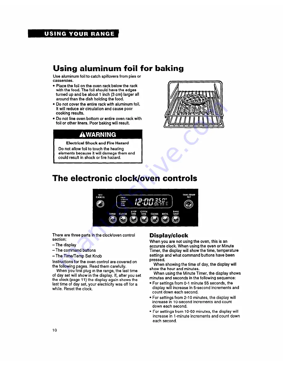 Whirlpool FES355Y Use And Care Manual Download Page 10