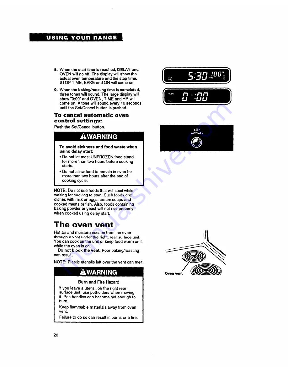 Whirlpool FES355Y Use And Care Manual Download Page 20