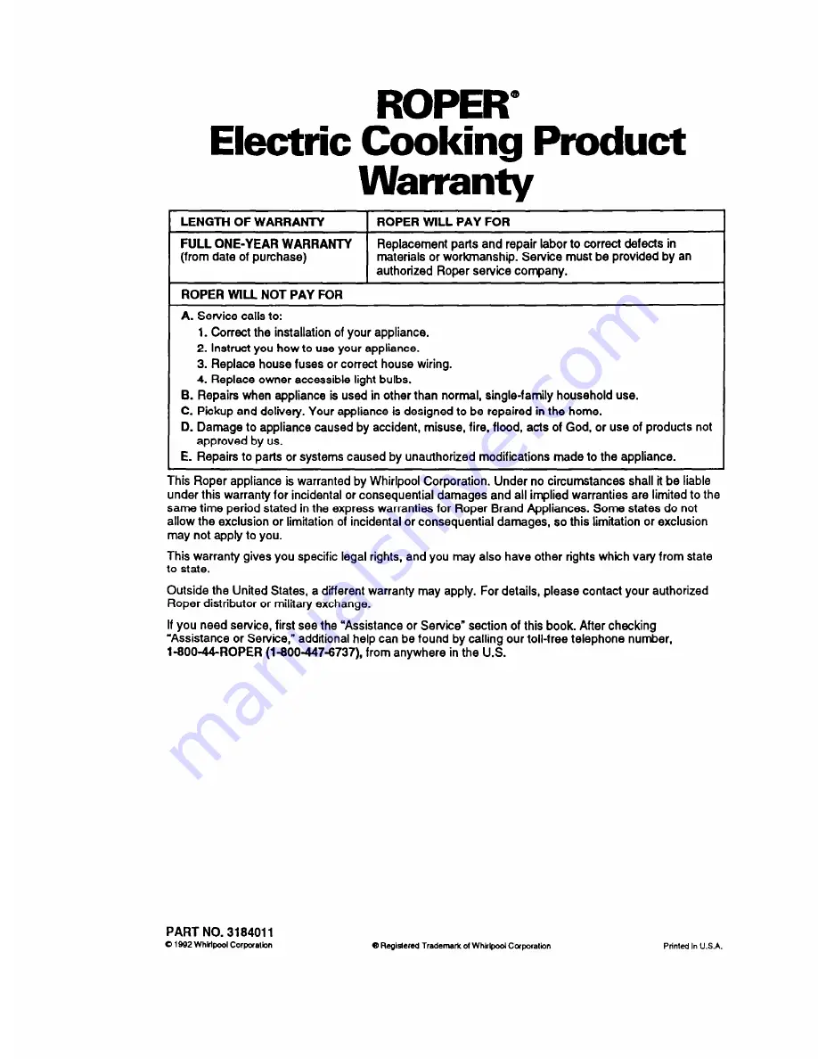 Whirlpool FES355Y Use And Care Manual Download Page 32