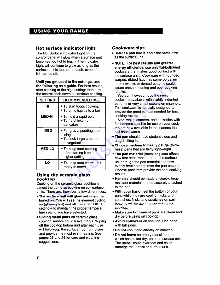 Whirlpool FES364B Use And Care Manual Download Page 8