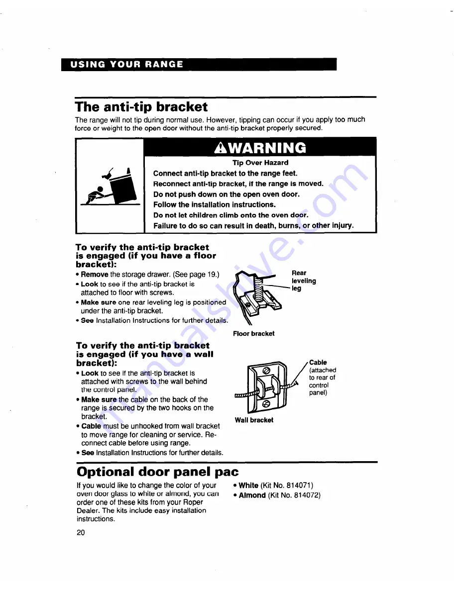 Whirlpool FES364B Use And Care Manual Download Page 20