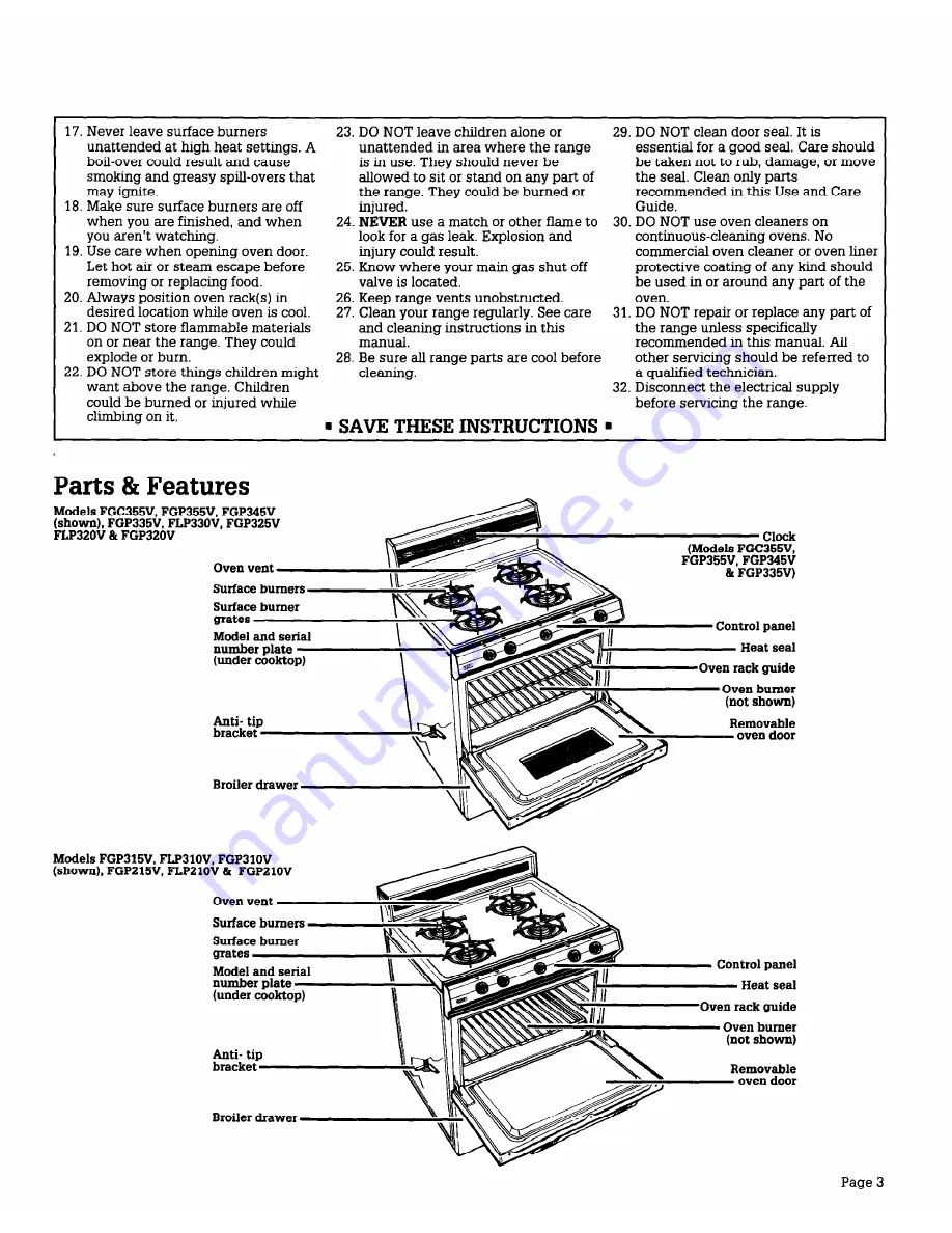 Whirlpool FGC355V Use And Care Manual Download Page 3