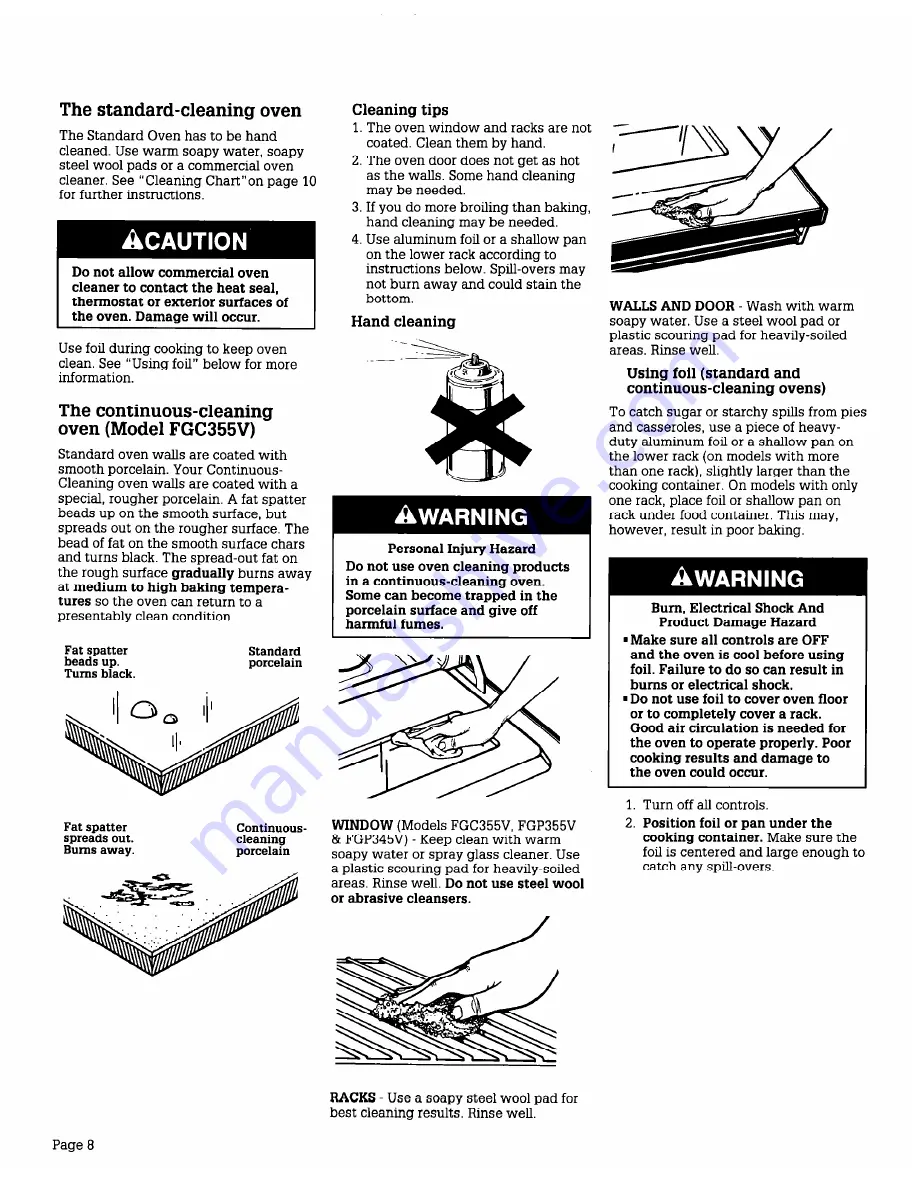 Whirlpool FGC355V Use And Care Manual Download Page 8