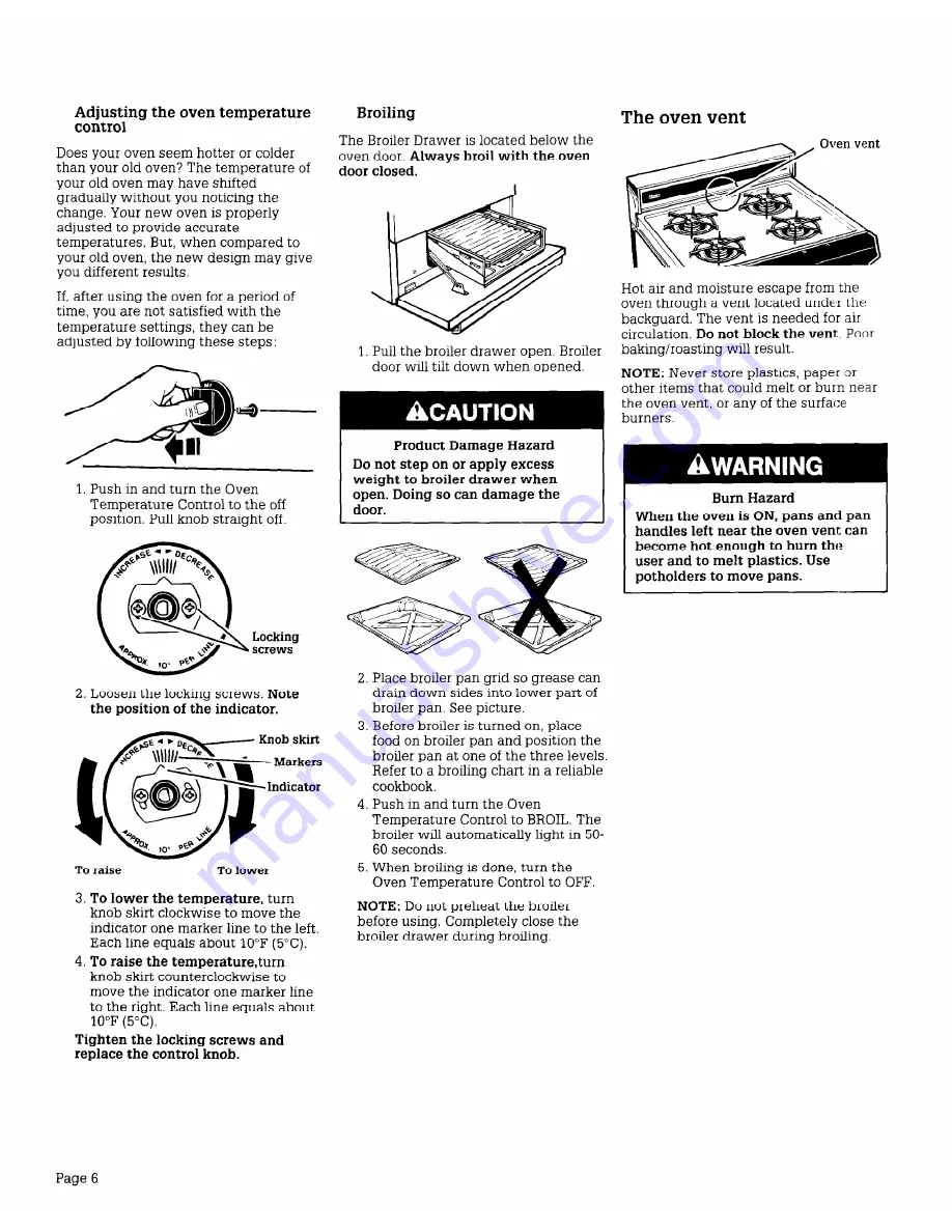 Whirlpool FGP210V Use And Care Manual Download Page 6