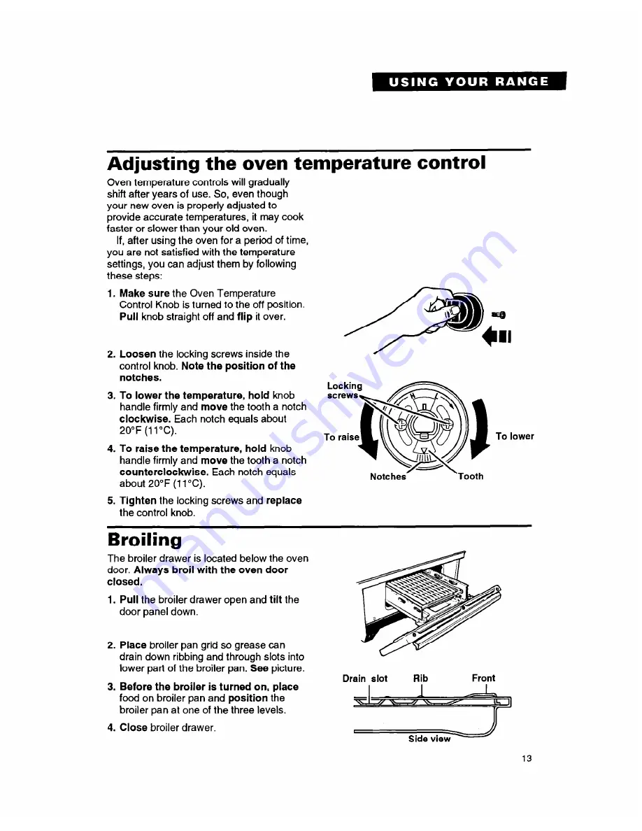 Whirlpool FGP335B Instruction Book Download Page 13