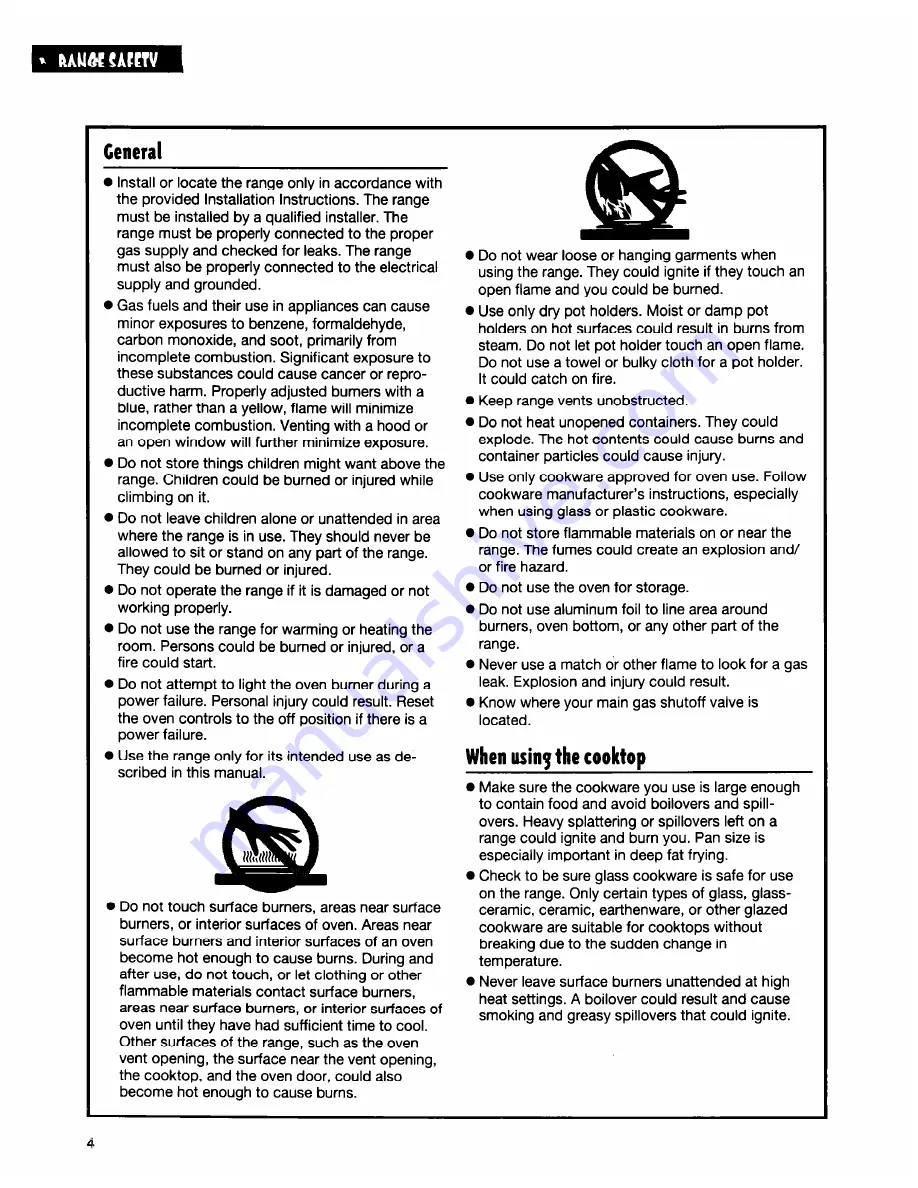 Whirlpool FGS335E W/N Use & Care Manual Download Page 4