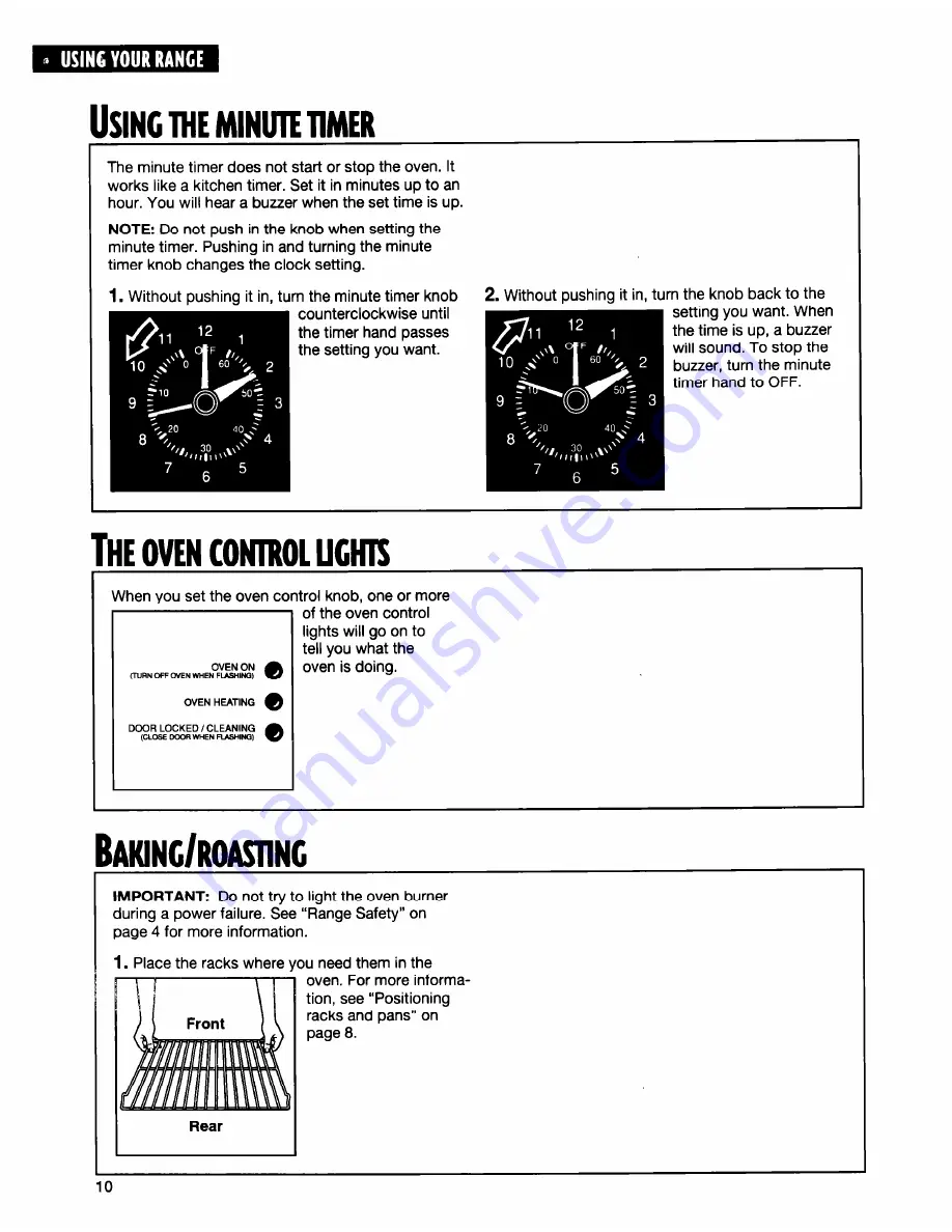 Whirlpool FGS335E W/N Use & Care Manual Download Page 10