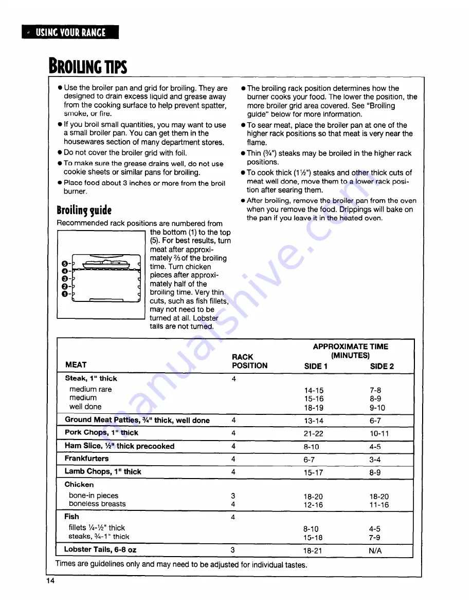 Whirlpool FGS335E W/N Скачать руководство пользователя страница 14