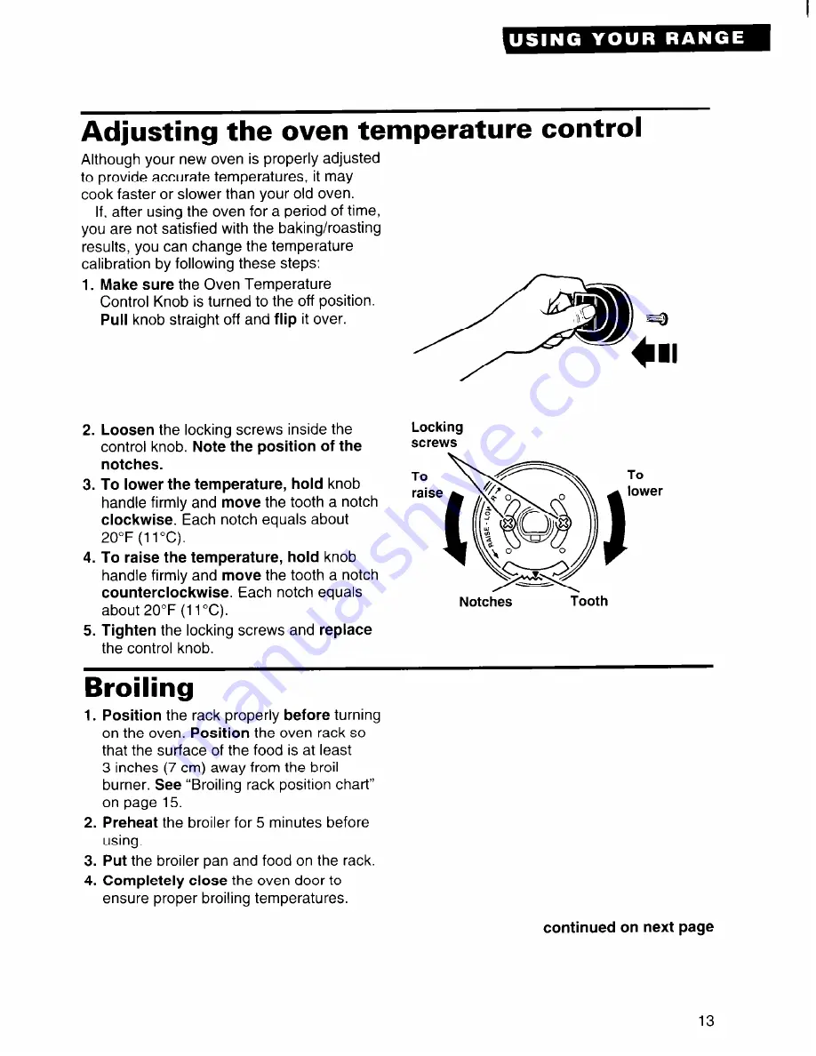 Whirlpool FGS385B Use And Care Manual Download Page 13