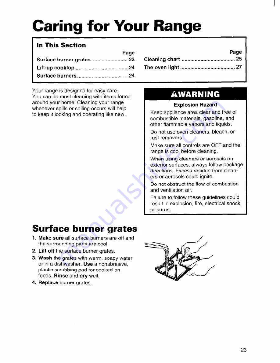 Whirlpool FGS385B Use And Care Manual Download Page 23