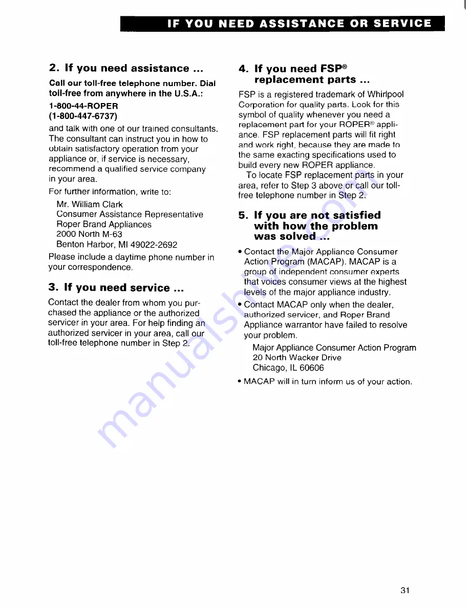 Whirlpool FGS385B Use And Care Manual Download Page 31