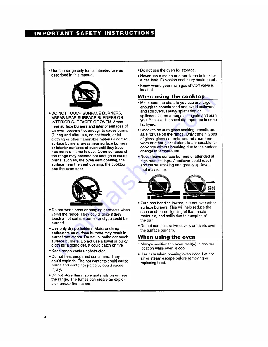 Whirlpool FGS387Y Important Safety Instructions Manual Download Page 4