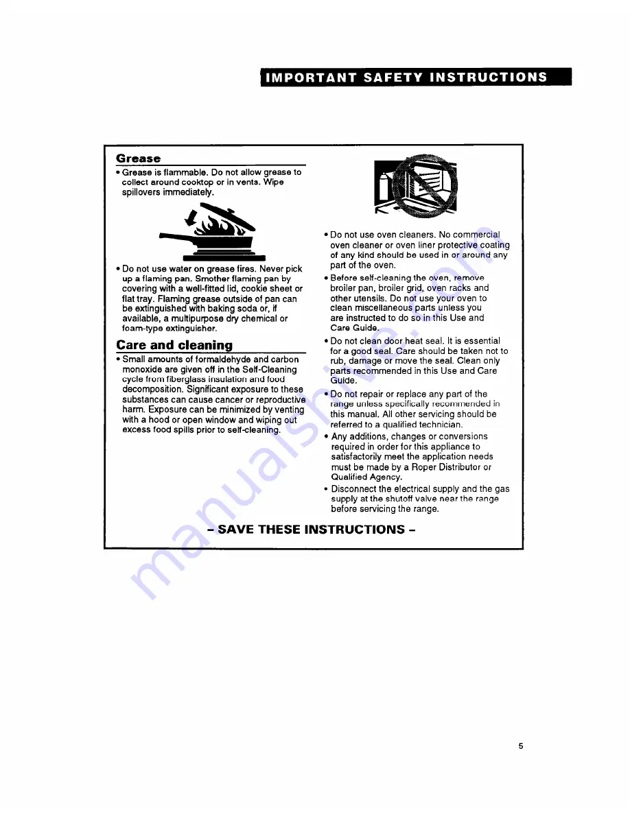 Whirlpool FGS387Y Important Safety Instructions Manual Download Page 5