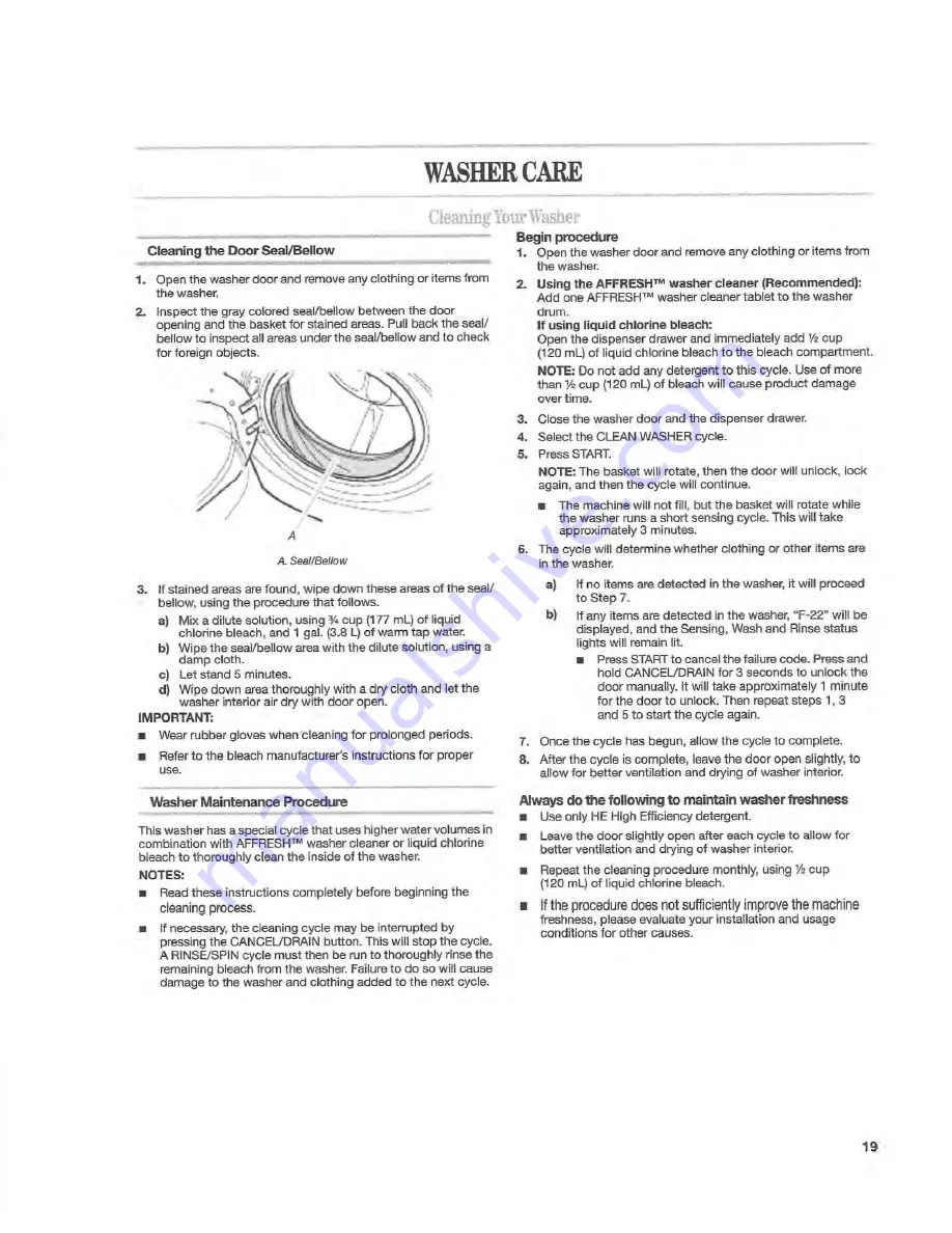 Whirlpool FULL ELECTRONIC WASHING MACHINE Use & Care Manual Download Page 11