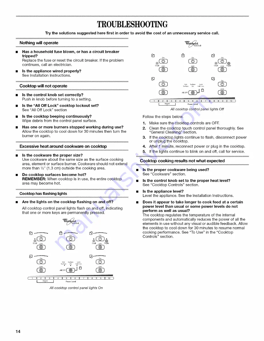 Whirlpool G7CE3034 Use & Care Manual Download Page 14