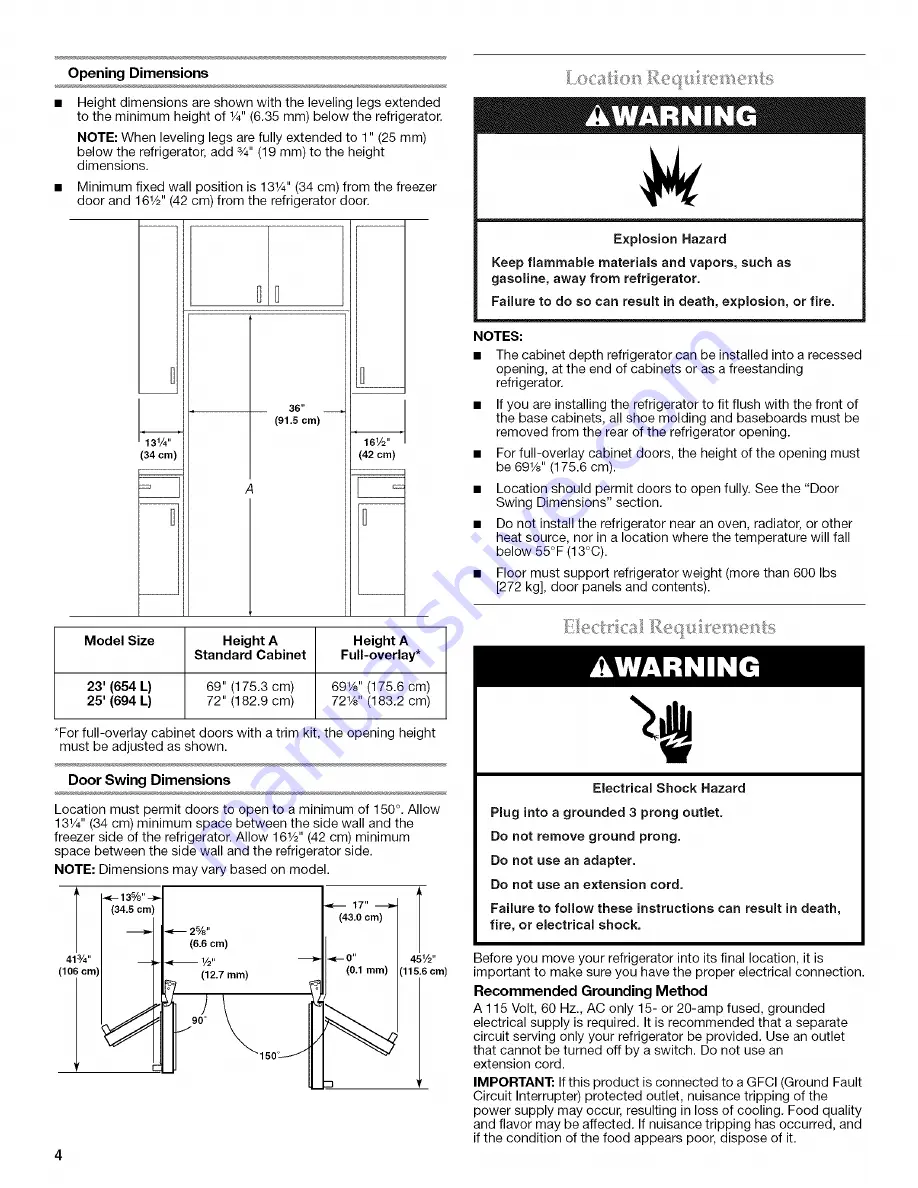 Whirlpool GC3NHAXVS - Side-By-Side Refrigerator Installation Instructions Manual Download Page 4